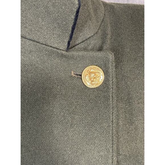Vintage Bill Blass Signature Size 4 Green Heavy Coat Velvet Collar Gold Buttons - Picture 4 of 16